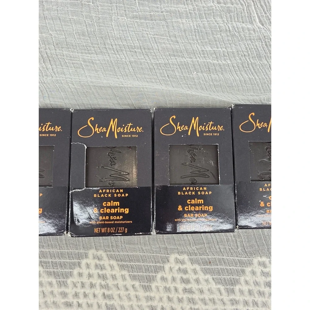 SheaMoisture African Black Soap Calm & Clearing Bar Soap 8 oz Lot of 4